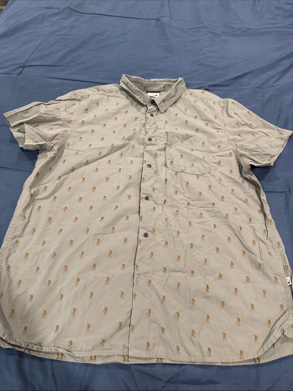 The North Face Light Green Short-Sleeve Button-Up Shirt with green Motif